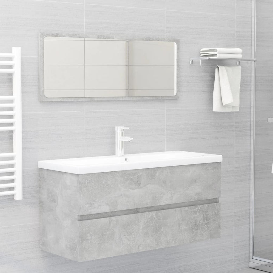 Wastafelkast Met Ingebouwde Wastafel Spaanplaat Betongrijs 100 x 38.5 x 45 cm met kraan & afvoer