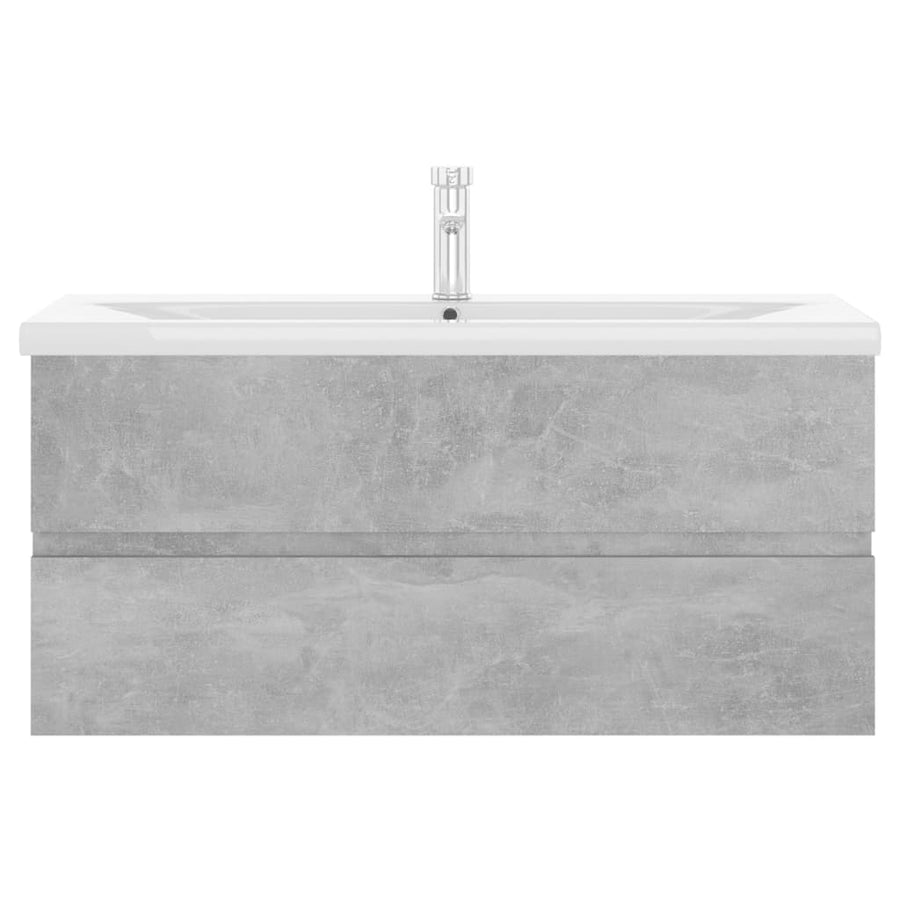 Wastafelkast Met Ingebouwde Wastafel Spaanplaat Betongrijs 100 x 38.5 x 45 cm met kraan & afvoer