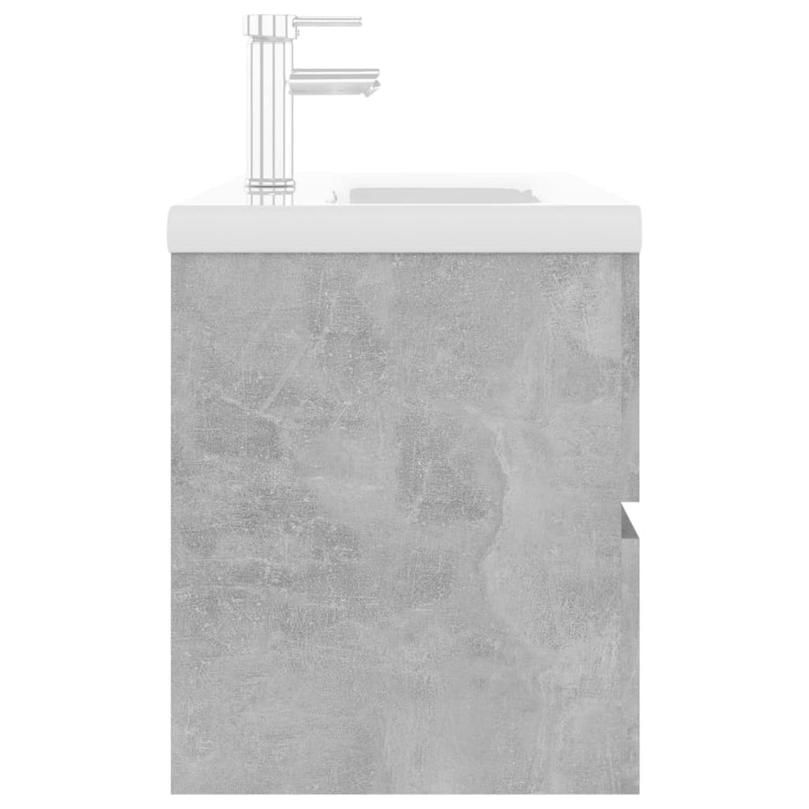Wastafelkast Met Ingebouwde Wastafel Spaanplaat Betongrijs 100 x 38.5 x 45 cm met kraan & afvoer