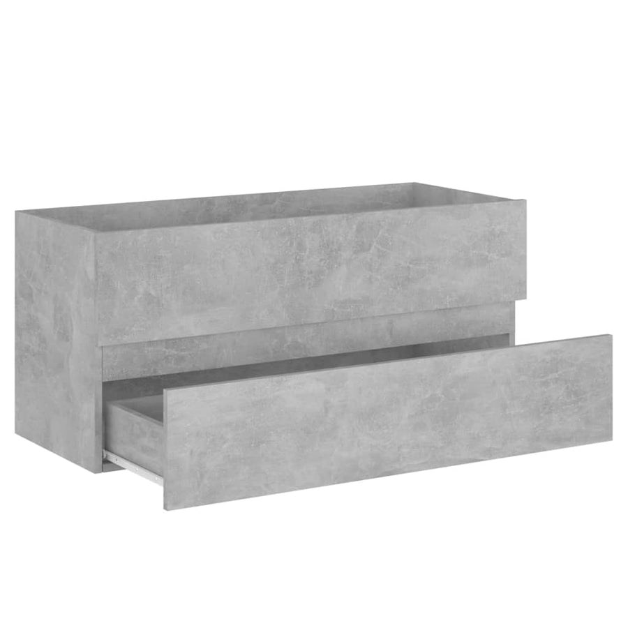 Wastafelkast Met Ingebouwde Wastafel Spaanplaat Betongrijs 100 x 38.5 x 45 cm met kraan & afvoer