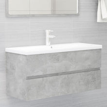 Wastafelkast Met Ingebouwde Wastafel Spaanplaat Betongrijs 100 x 38.5 x 45 cm met kraan & afvoer