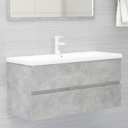 Wastafelkast Met Ingebouwde Wastafel Spaanplaat Betongrijs 100 x 38.5 x 45 cm met kraan & afvoer