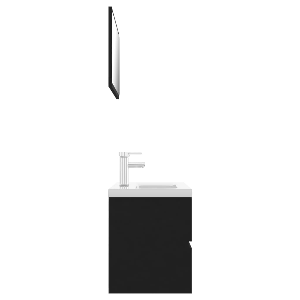 Badkamermeubelset Spaanplaat Zwart 80 x 38.5 x 45 cm met kraan
