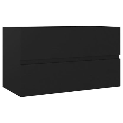 Badkamermeubelset Spaanplaat Zwart 80 x 38.5 x 45 cm met kraan