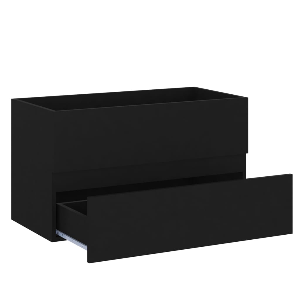 Badkamermeubelset Spaanplaat Zwart 80 x 38.5 x 45 cm met kraan