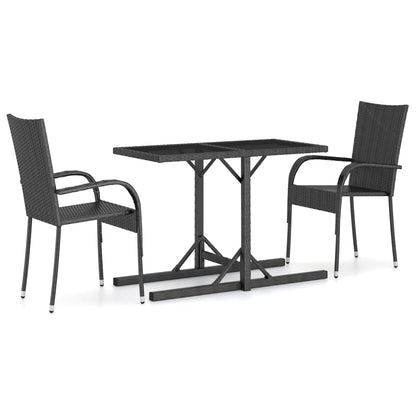 3-Delige Tuinset Zwart