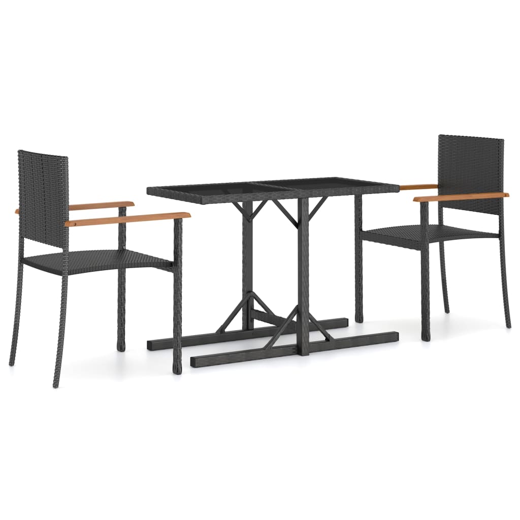 3-Delige Tuinset Zwart