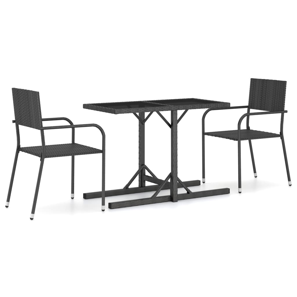 3-Delige Tuinset Zwart