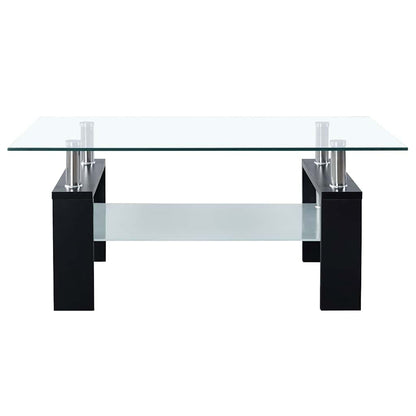 Salontafel 95X55X40 Cm Gehard Glas Transparant En Zwart