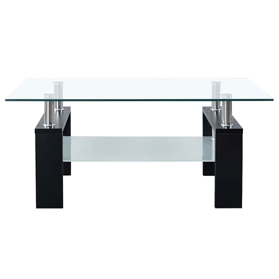 Salontafel 95X55X40 Cm Gehard Glas Transparant En Zwart