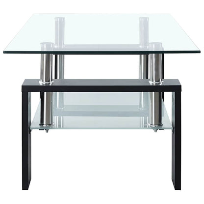 Salontafel 95X55X40 Cm Gehard Glas Transparant En Zwart