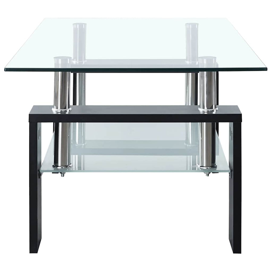 Salontafel 95X55X40 Cm Gehard Glas Transparant En Zwart