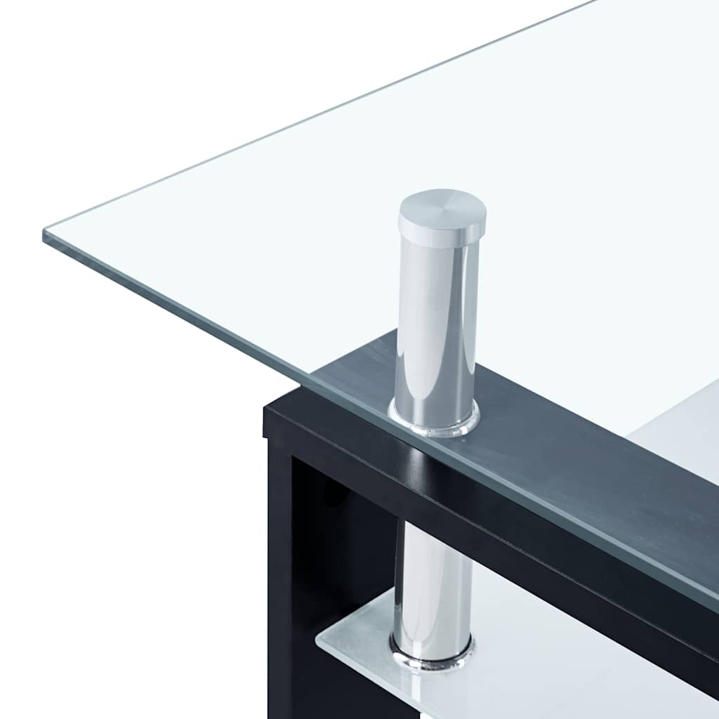 Salontafel 95X55X40 Cm Gehard Glas Transparant En Zwart
