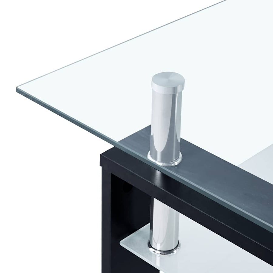 Salontafel 95X55X40 Cm Gehard Glas Transparant En Zwart