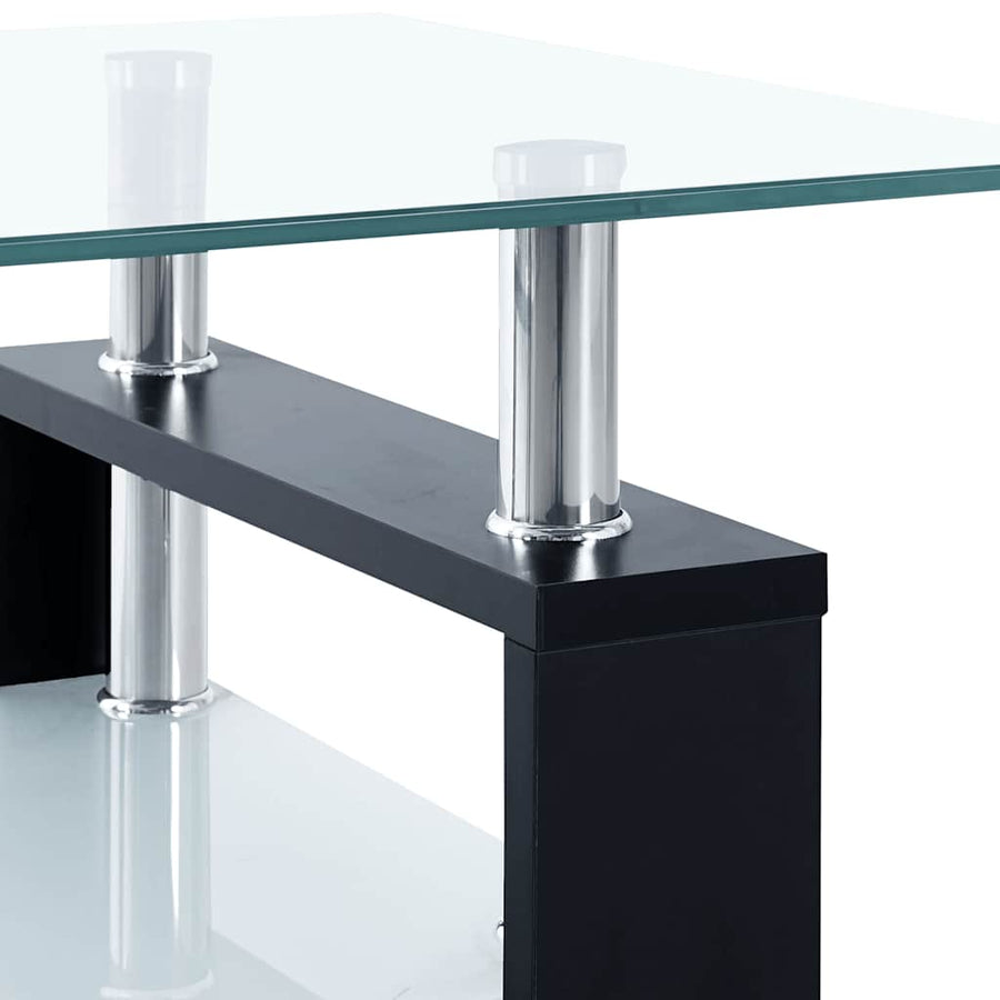 Salontafel 95X55X40 Cm Gehard Glas Transparant En Zwart