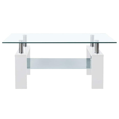 Salontafel 95X55X40 Cm Gehard Glas Transparant En Wit