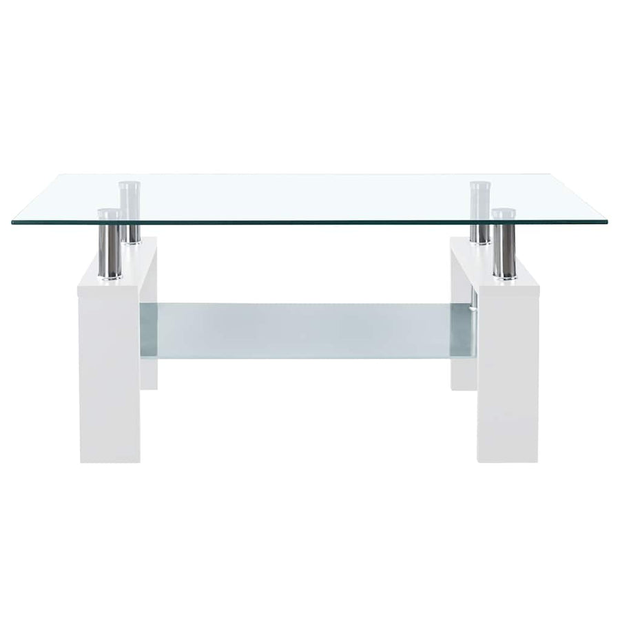 Salontafel 95X55X40 Cm Gehard Glas Transparant En Wit
