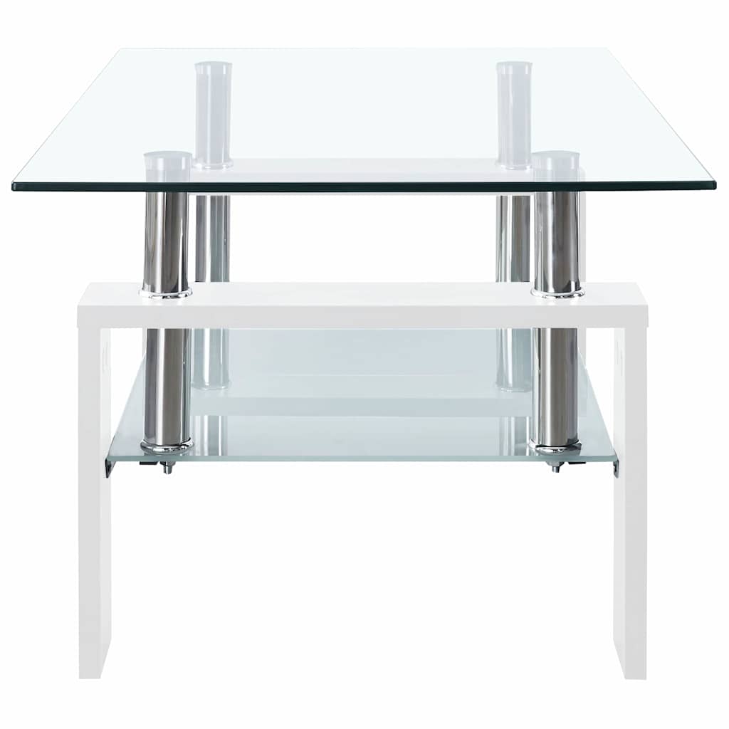 Salontafel 95X55X40 Cm Gehard Glas Transparant En Wit