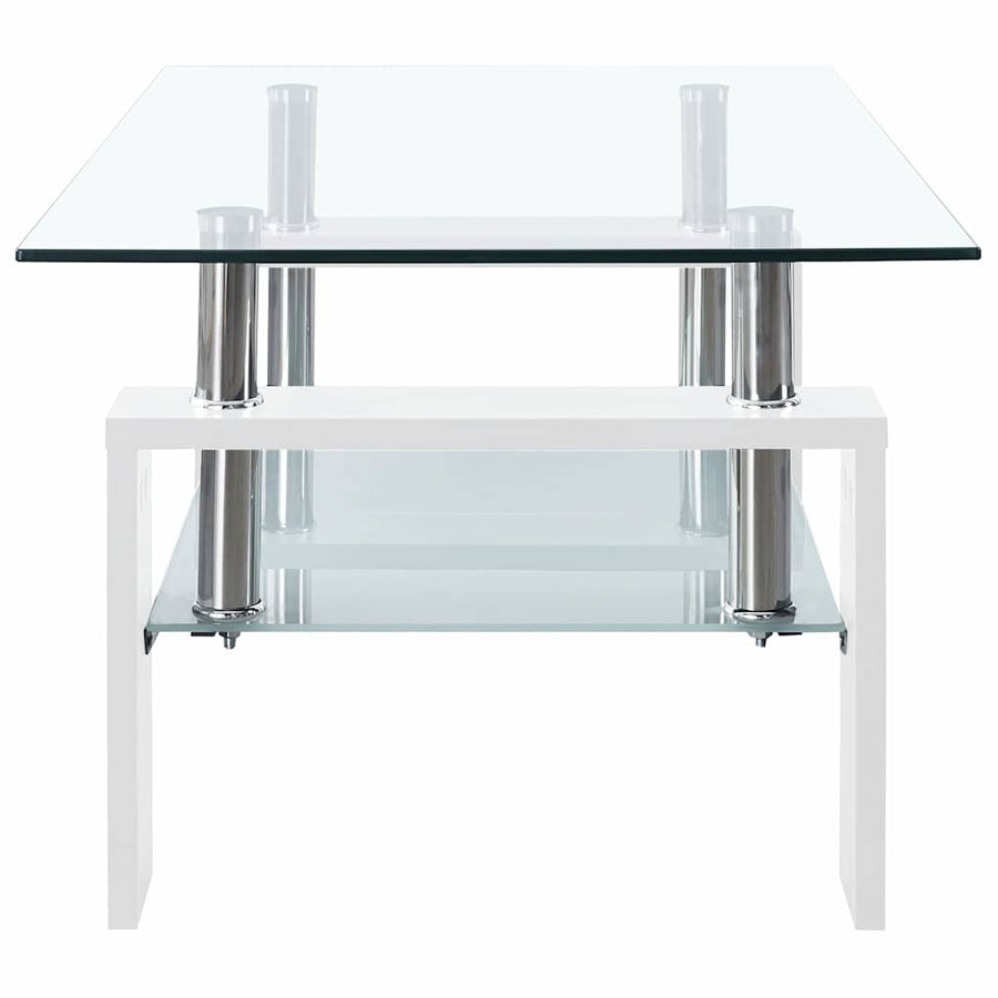 Salontafel 95X55X40 Cm Gehard Glas Transparant En Wit
