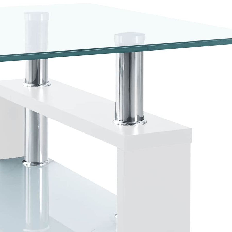 Salontafel 95X55X40 Cm Gehard Glas Transparant En Wit