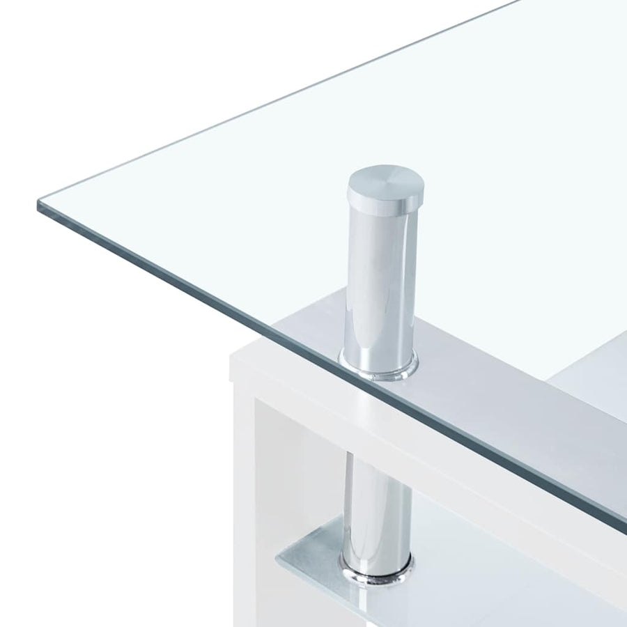 Salontafel 95X55X40 Cm Gehard Glas Transparant En Wit