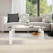 Salontafel 95X55X40 Cm Gehard Glas Transparant En Wit