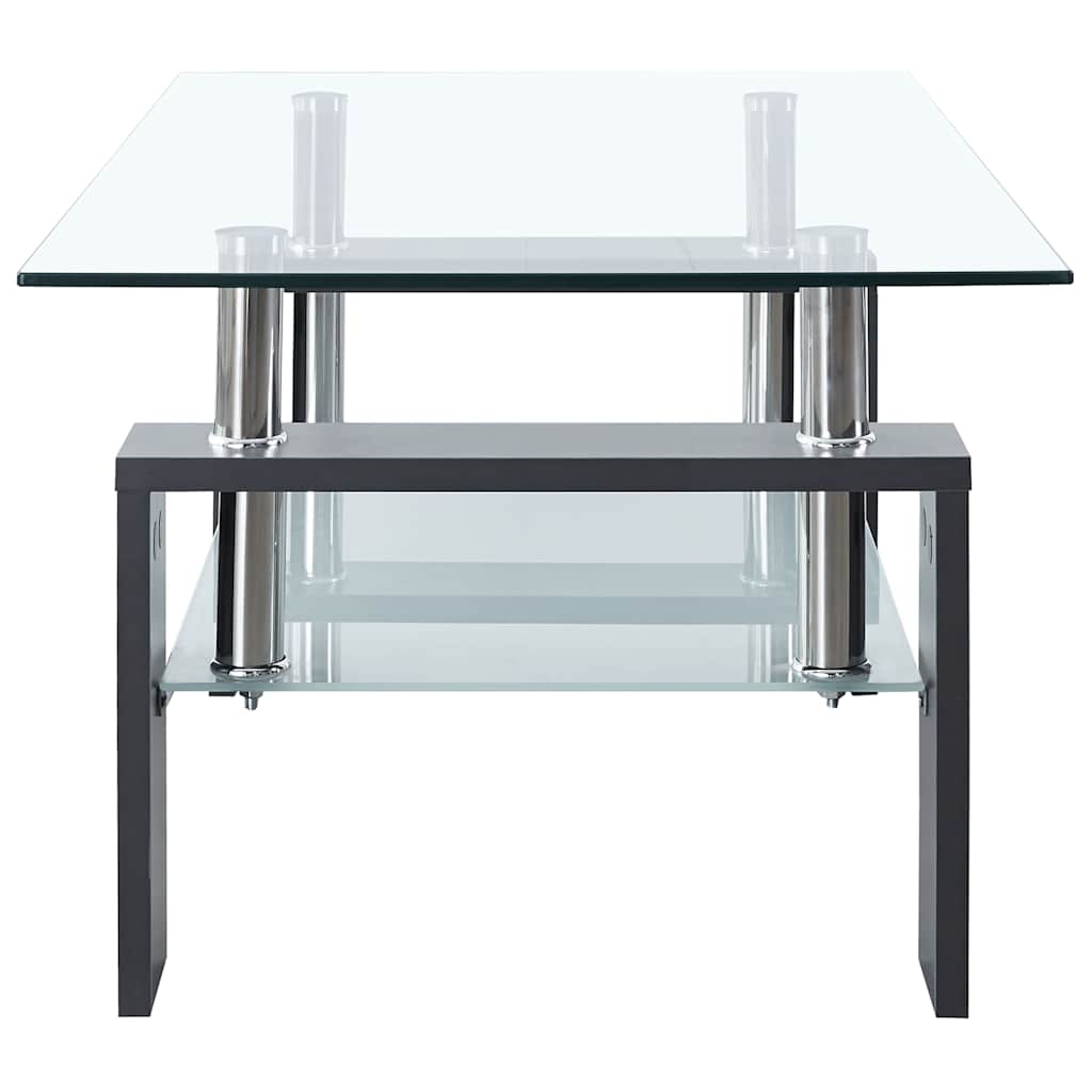 Salontafel 95x55x40 cm gehard glas transparant en grijs