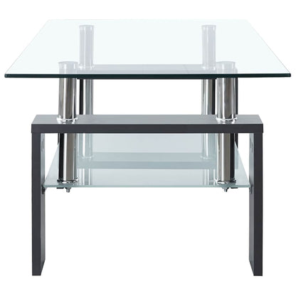 Salontafel 95x55x40 cm gehard glas transparant en grijs