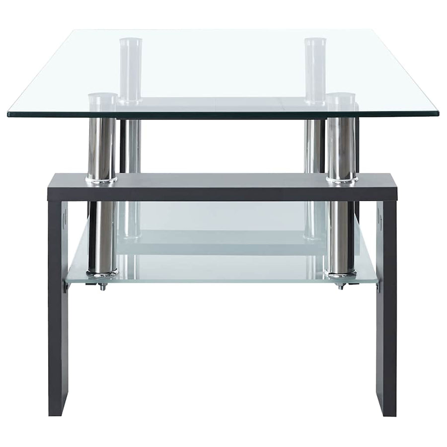 Salontafel 95x55x40 cm gehard glas transparant en grijs