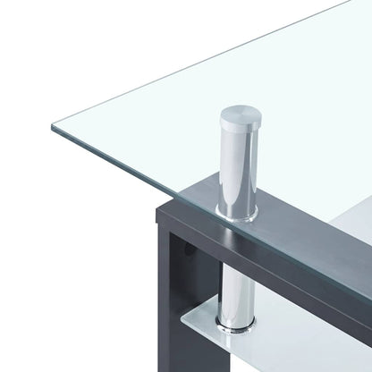 Salontafel 95x55x40 cm gehard glas transparant en grijs