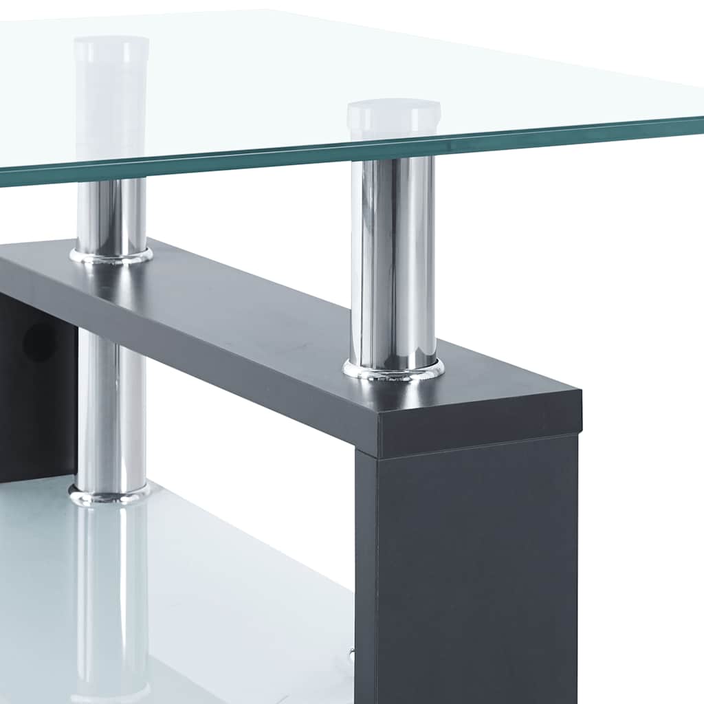 Salontafel 95x55x40 cm gehard glas transparant en grijs