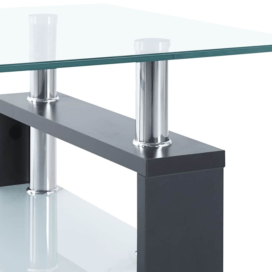 Salontafel 95x55x40 cm gehard glas transparant en grijs