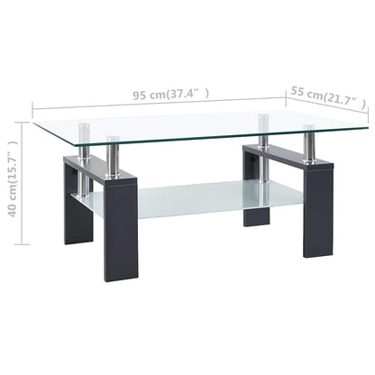 Salontafel 95x55x40 cm gehard glas transparant en grijs
