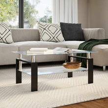 Salontafel 95x55x40 cm gehard glas transparant en grijs