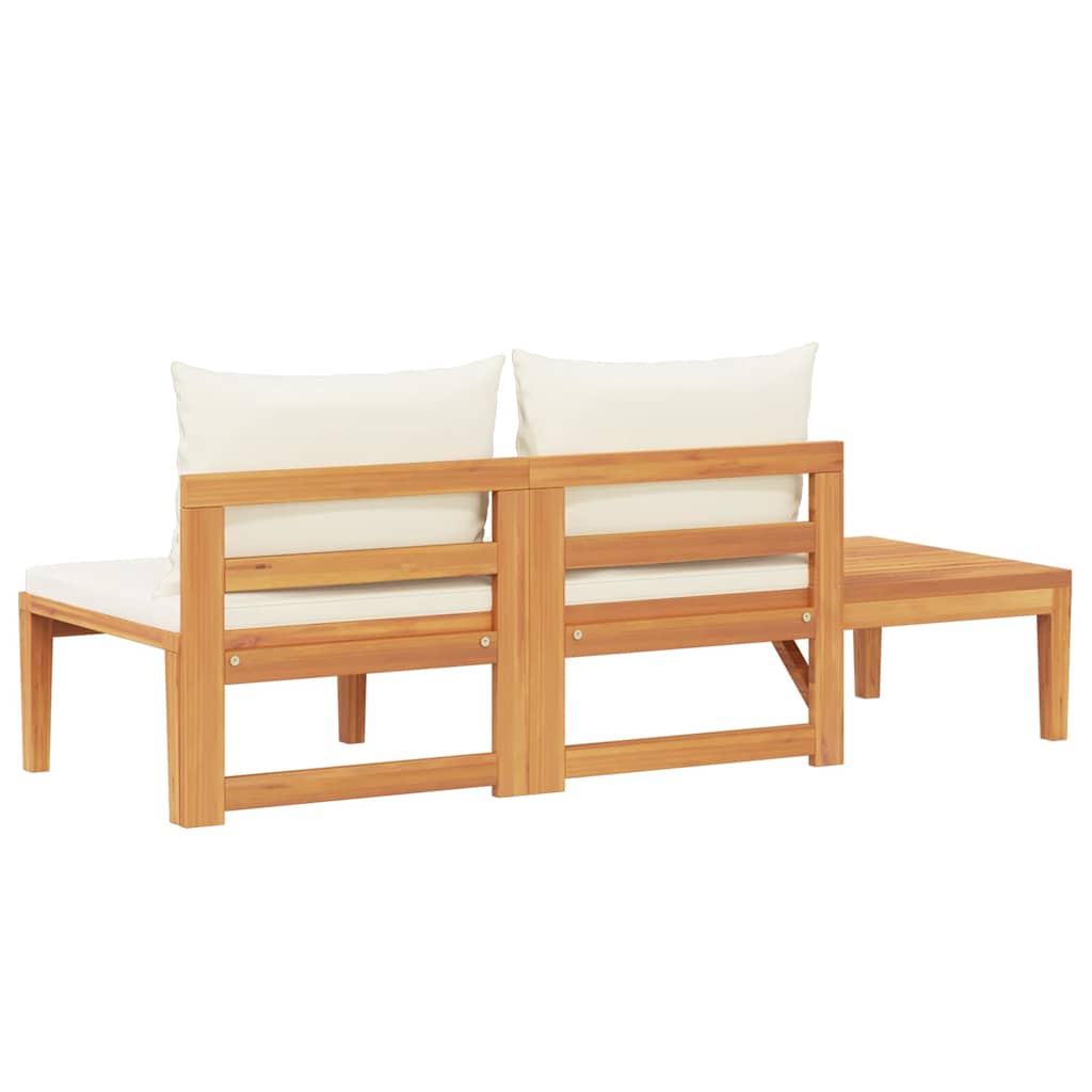 Tuinbank Met Tafel En Te Kussens Massief Acaciahout 1 Crèmewit