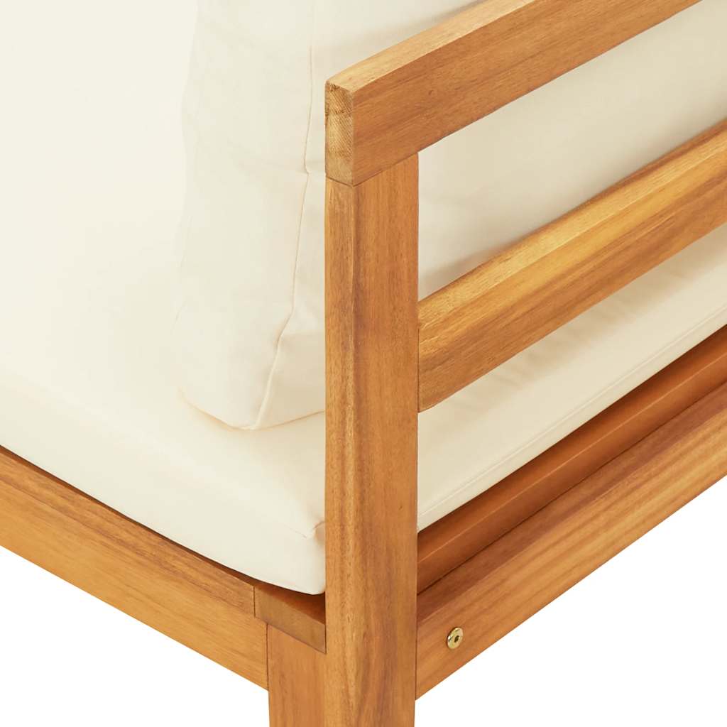 Tuinbank Met Tafel En Te Kussens Massief Acaciahout 1 Crèmewit