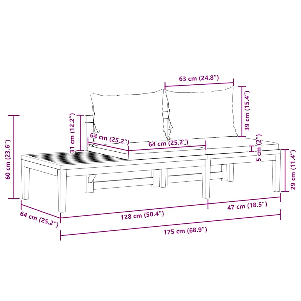 Tuinbank Met Tafel En Te Kussens Massief Acaciahout 1 Crèmewit