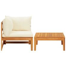 2-Delige Loungeset Met Te Kussens Acaciahout Crèmewit hoek + Tafel