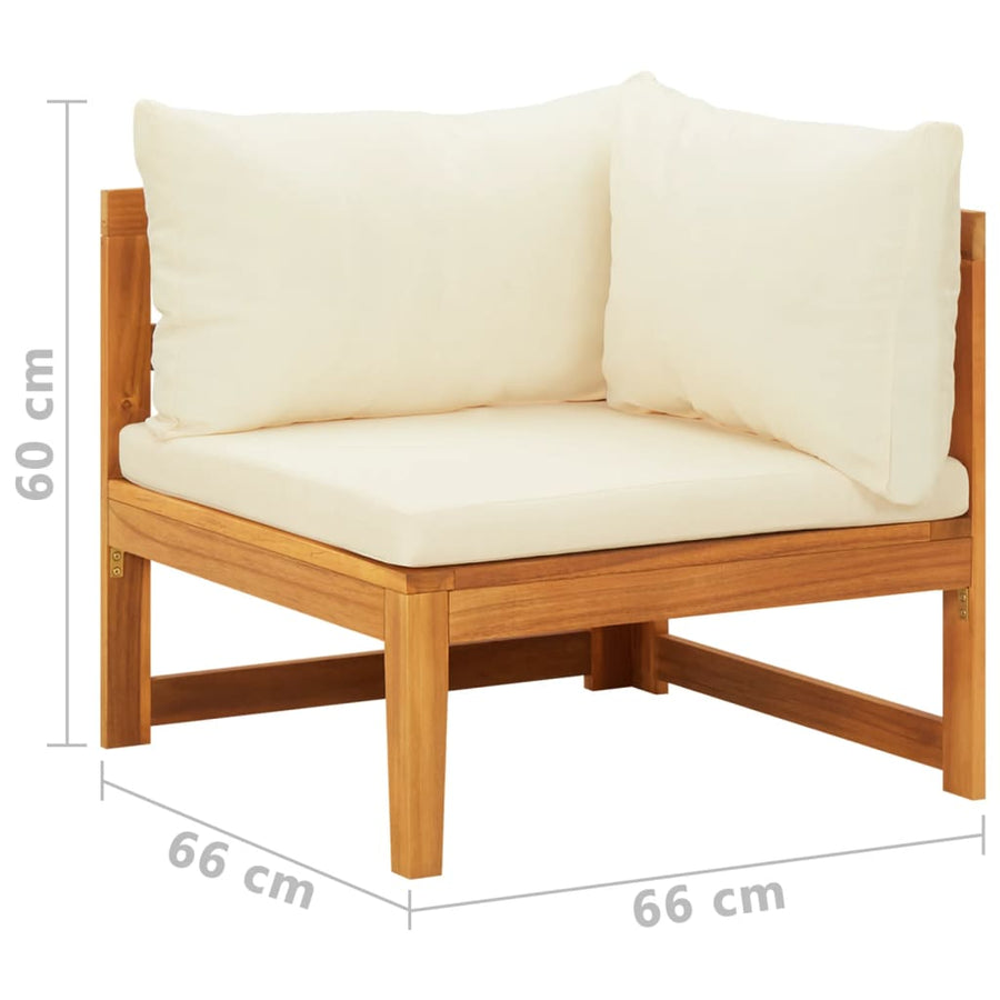 2-Delige Loungeset Met Te Kussens Acaciahout Crèmewit hoek + Tafel
