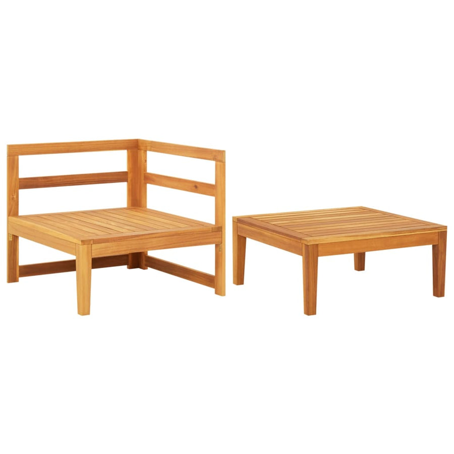 2-Delige Loungeset Met Te Kussens Acaciahout Crèmewit hoek + Tafel