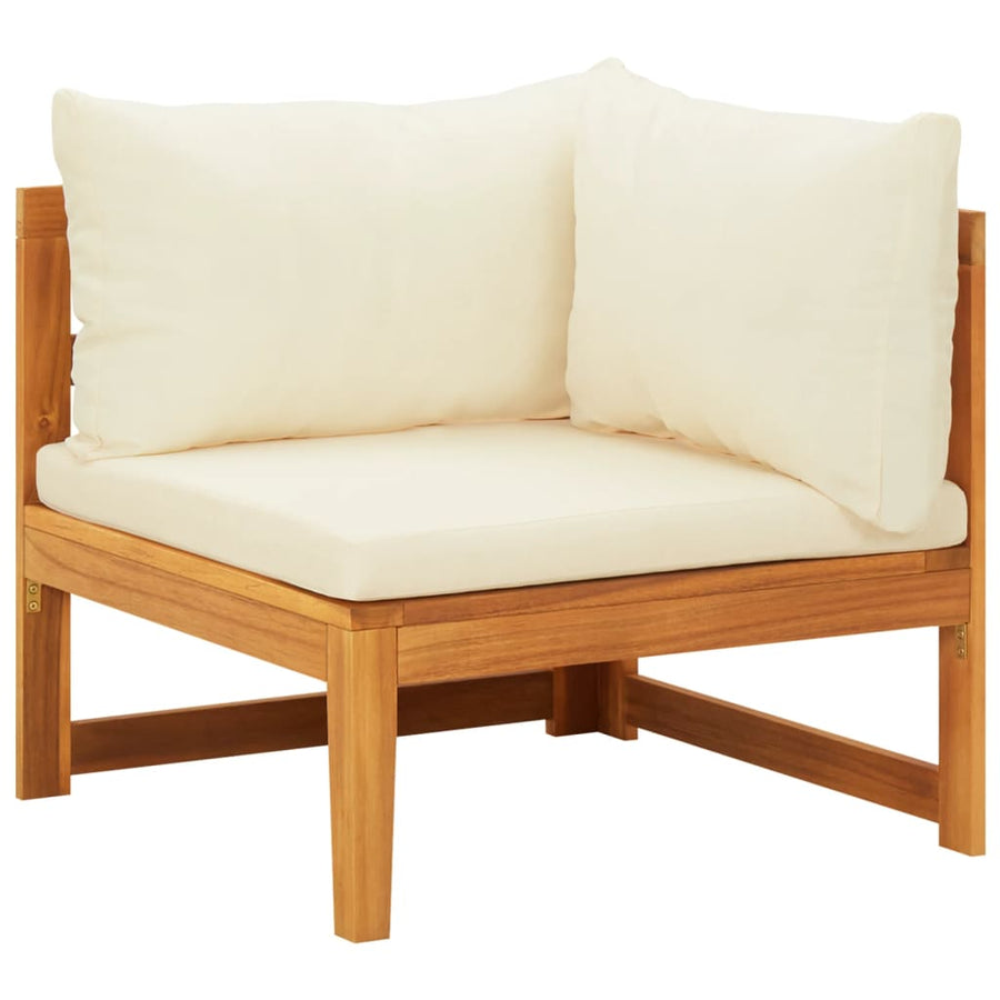 2-Delige Loungeset Met Te Kussens Acaciahout Crèmewit hoek + Tafel