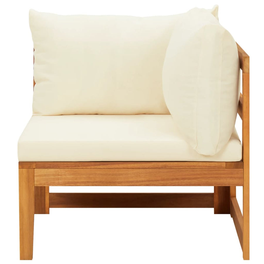 2-Delige Loungeset Met Te Kussens Acaciahout Crèmewit hoek + Tafel