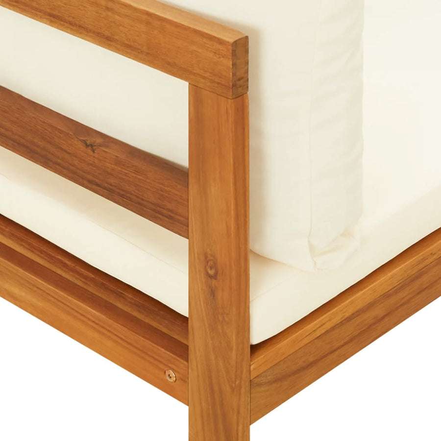 2-Delige Loungeset Met Te Kussens Acaciahout Crèmewit hoek + Tafel