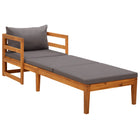 Ligbed massief acaciahout donkergrijs kussen 202x68x60 cm