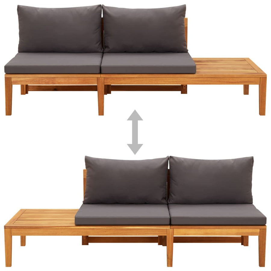 Tuin Met Tafel En Donkergrijze Kussens Massief Acaciahout Donkergrijs Bank