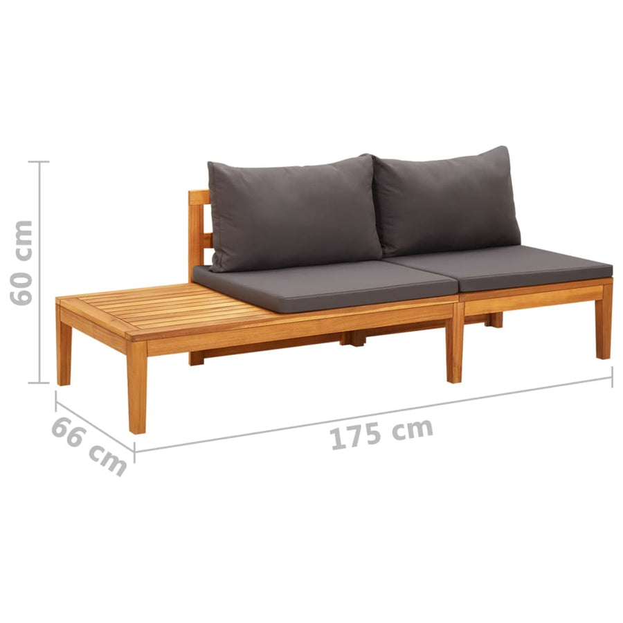 Tuin Met Tafel En Donkergrijze Kussens Massief Acaciahout Donkergrijs Bank