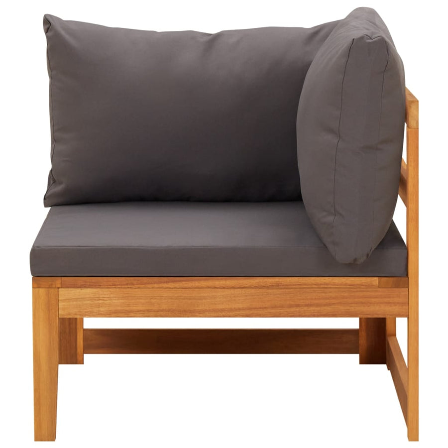 2-Delige Loungeset Met Donkergrijze Kussens Acaciahout Donkergrijs hoek + Tafel