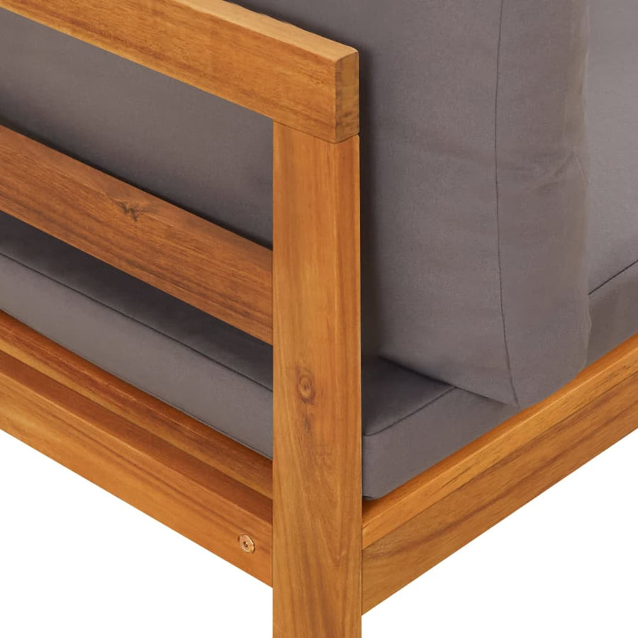 2-Delige Loungeset Met Donkergrijze Kussens Acaciahout Donkergrijs hoek + Tafel