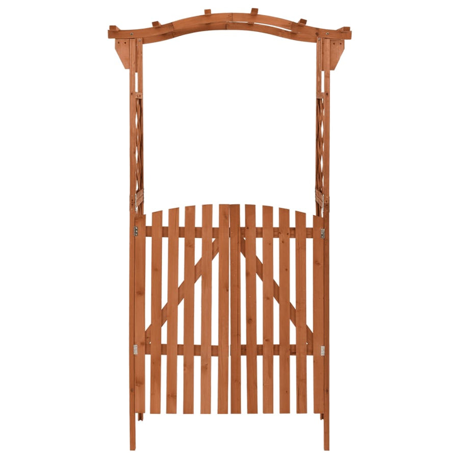 Pergola Met Poort 6X40X204 Cm Massief Vurenhout Grijs Bruin