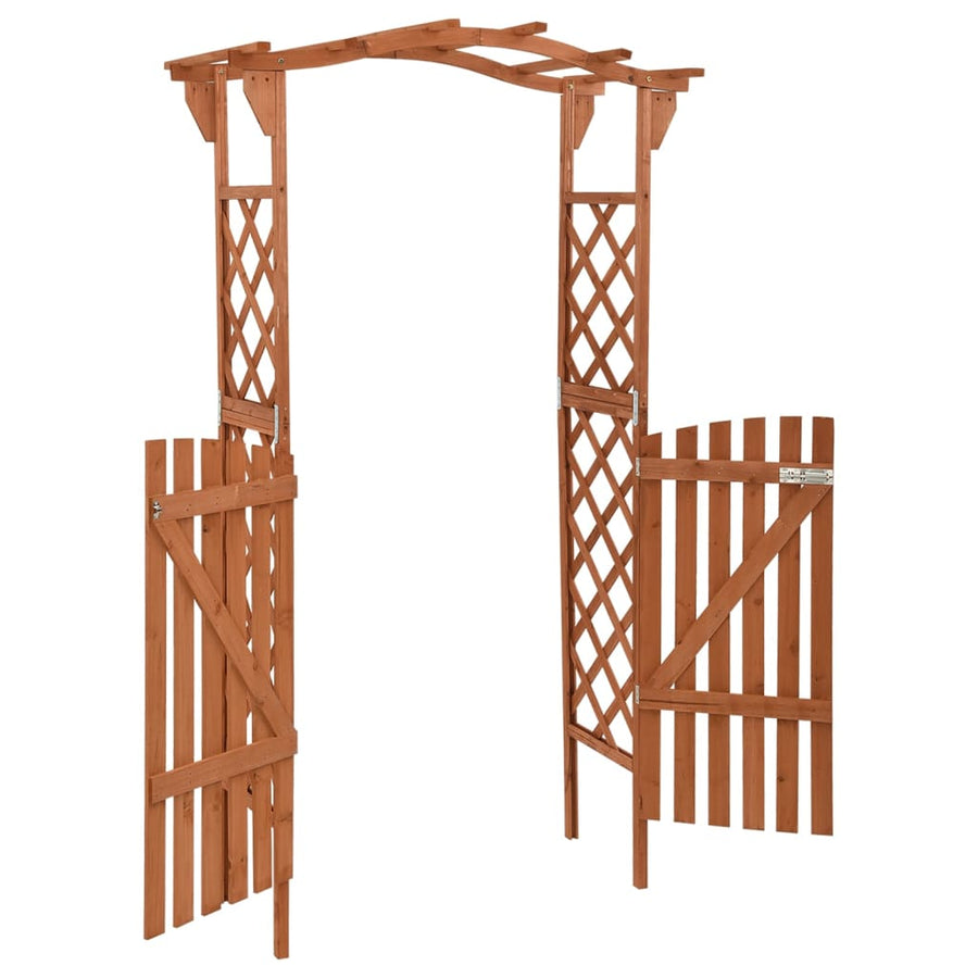 Pergola Met Poort 6X40X204 Cm Massief Vurenhout Grijs Bruin